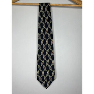 Bugatti Tie 100% Italian Silk Vintage Black Red Gold Business Formal